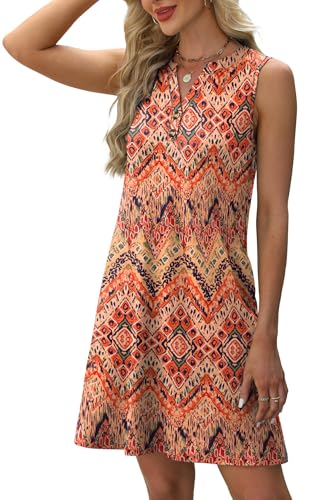 Image of XIEERDUO Summer Dresses for Women 2026 Beach Vacation Clothes V Neck Button Sundresses with Pockets