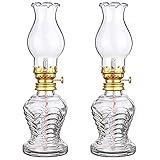 Rustic Kerosene Lamps(Set of 2),5.8''Oil Lamps with Hurricane Glass,Oil Lantern for Indoor Emergency...