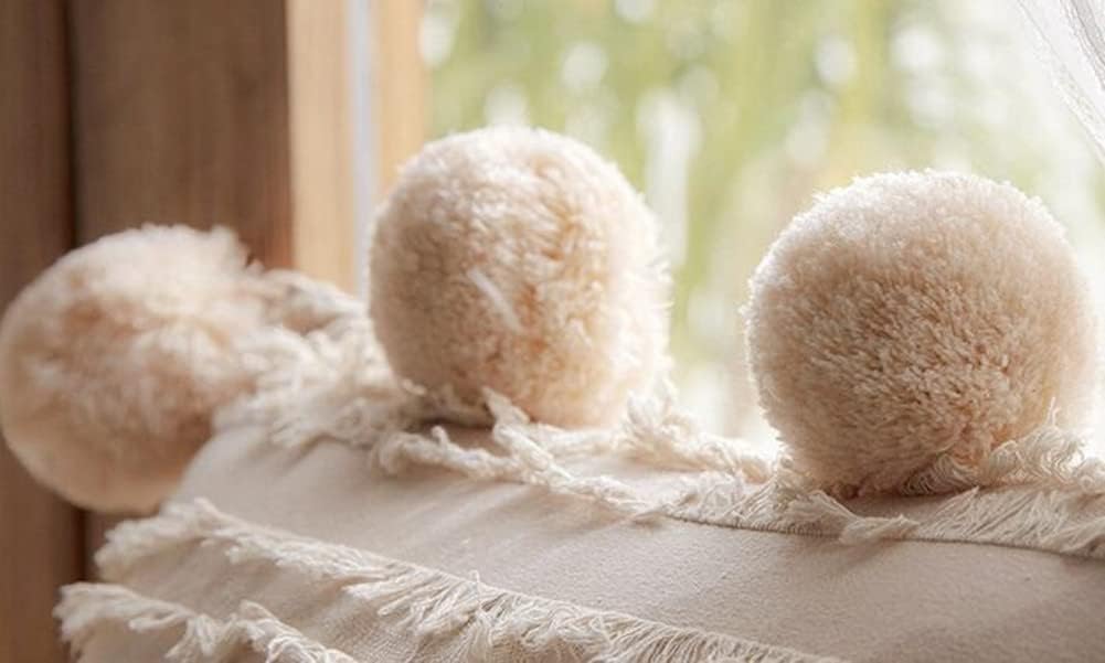 Judy Dre am Beige Tufted Pillow Covers Soft Throw Pillow Case with Ball Cushion Cover 18x18 Inch Pillowcase for Sofa Couch Bedroom