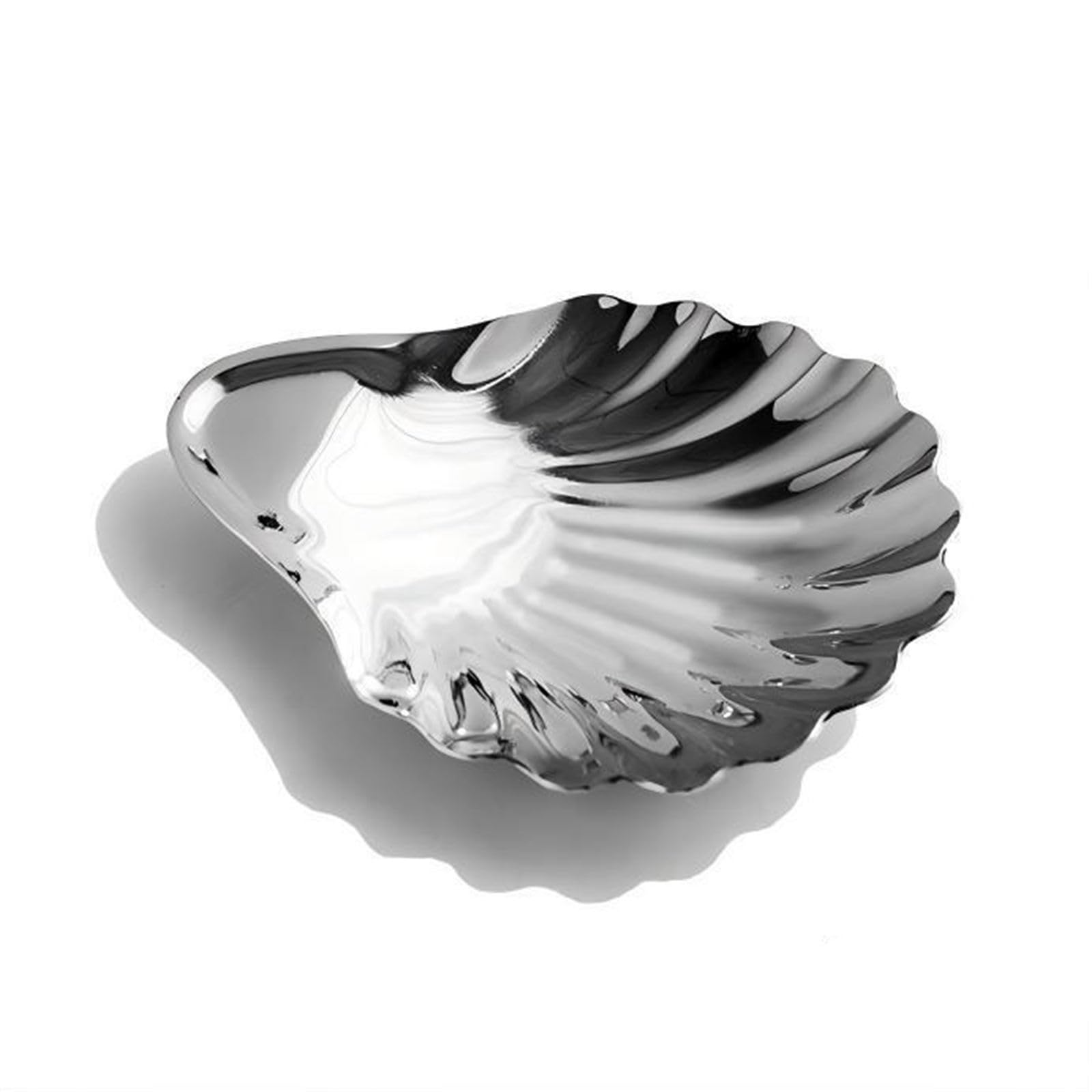 NEWFT Stainless Steel Snacks Tray Shell Shape Serving With Rounded Edges Space Saving Home Desktop Jewelry Organizers