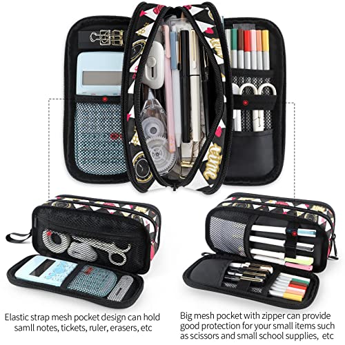 Image of Fustylead Alice Chess Board Pen Pencil Case with Zipper Makeup Pouch Cosmetics Bag Multi-Purpose Travel Bag Office Organizer Box for Boys Girls Teens