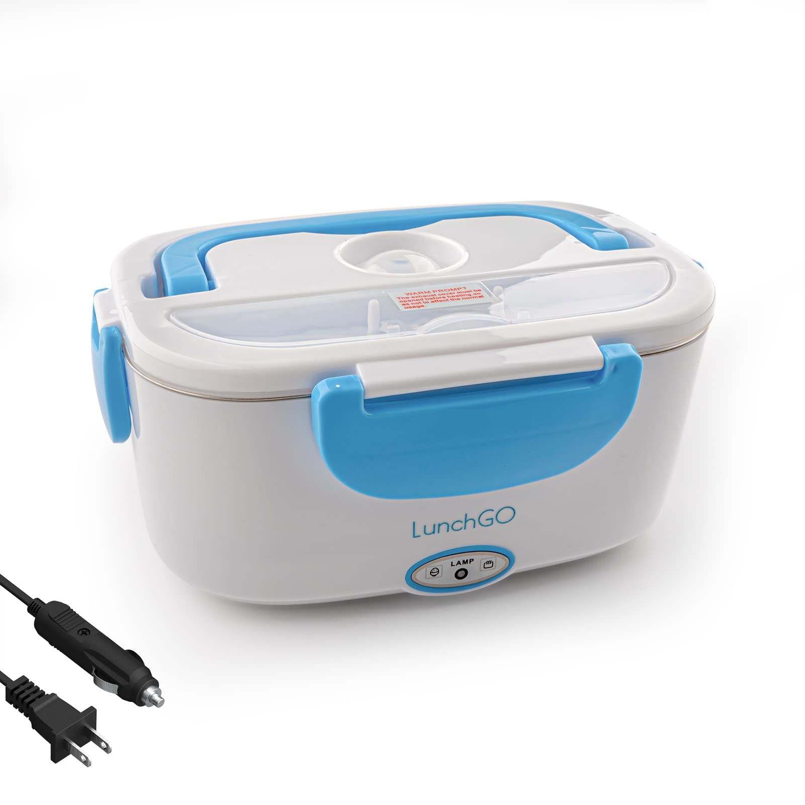Electirc Lunch Box for Car, 2 in 1 Self heating Food Heater, Portable Heating Lunch box for on the Go, 12V/24V Adjustable, Leak Proof, Dishwashersafe