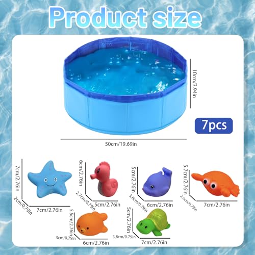 LandReCol Katzenpool, Mit Fisch Wasser Spielzeug Faltbarer Pool 50x10cm Katzen Pool, Interaktives Wasserspielzeug, Tragbares Katzen Hundepool für Katzen und Hunde zum Spielen Baden Verwendet