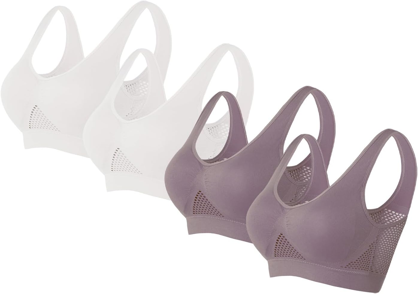 Sports Bras for Womens High Support Seamless Breathable Bralettes Full Coverage No Underwire Mesh Sheer Bras(14-Multicolor,XX-Large)