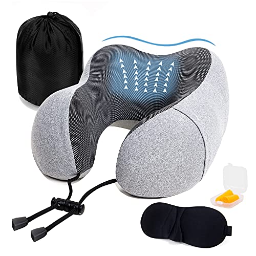 Golden-Scute-Travel-Neck-Pillow-Soft-Travel-Pillow-for-Airplanes-100-Memory-Foam-Airplane-Pillow-Travel-Neck-Pillow-Sets-for-Airplane-Sleeping-Office-Neck-PainGrey