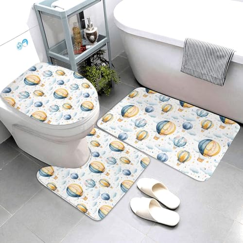 Tapis de bain montgolfière lot de 3 avec couvre-abattant pour WC - 2