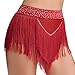 WDWQVQGF Womens Shiny Rhinestone Tassel Fringe Dance Skirt Ballroom Latin Salsa Tango Samba Rumba Dancing Performance Costume For Dance and Performance(Brown,L)