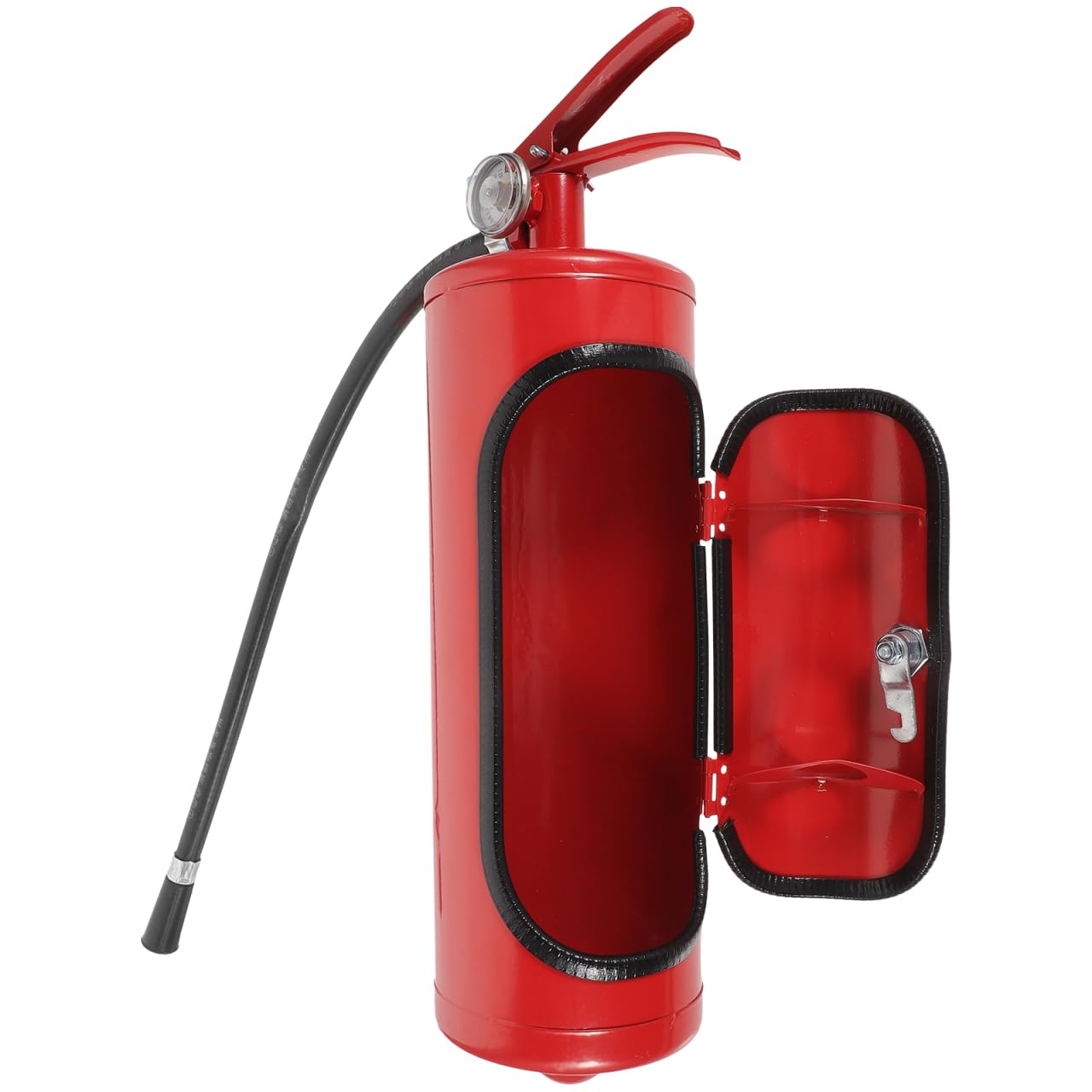 ibasenice Minibar Feuerlöscher Optik, Kreative Bar Geschenkidee für Feuerwehrmänner, Rote Metall Weinkiste & Getränke Regal für Zuhause und Party (30x12cm)