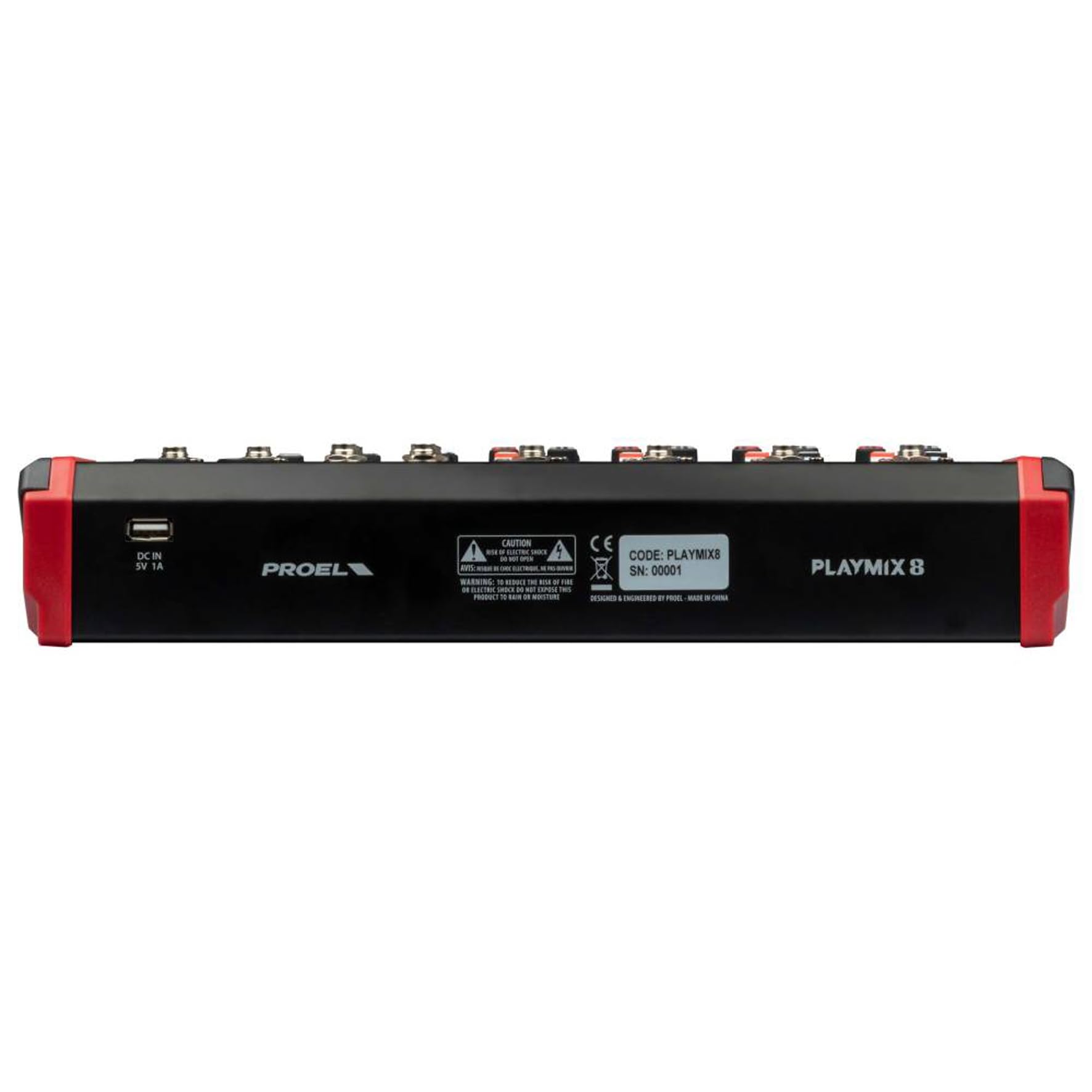 PROEL Proel PLAYMIX8 - Mixer audio a 8 ingressi con modulo bluetooth, lettore MP3 e Registrazione stereo su USB, Nero rifiniture in Rosso