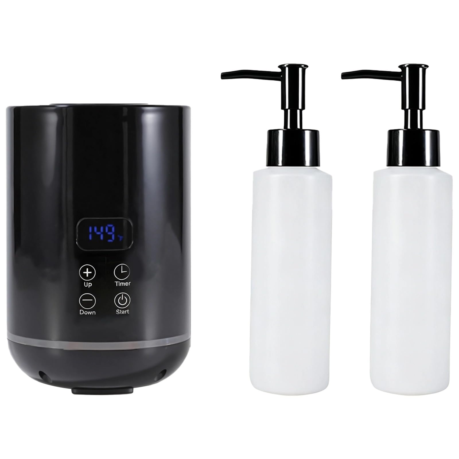Podgrzewacz do olejków eterycznych z ekranem dotykowym, szybkie nagrzewanie olejku do masażu, z 2 butelkami dozownikowymi po 250 ml, regulacja temperatury od 30 do 60 °C, do balsamu i kremu, czarny