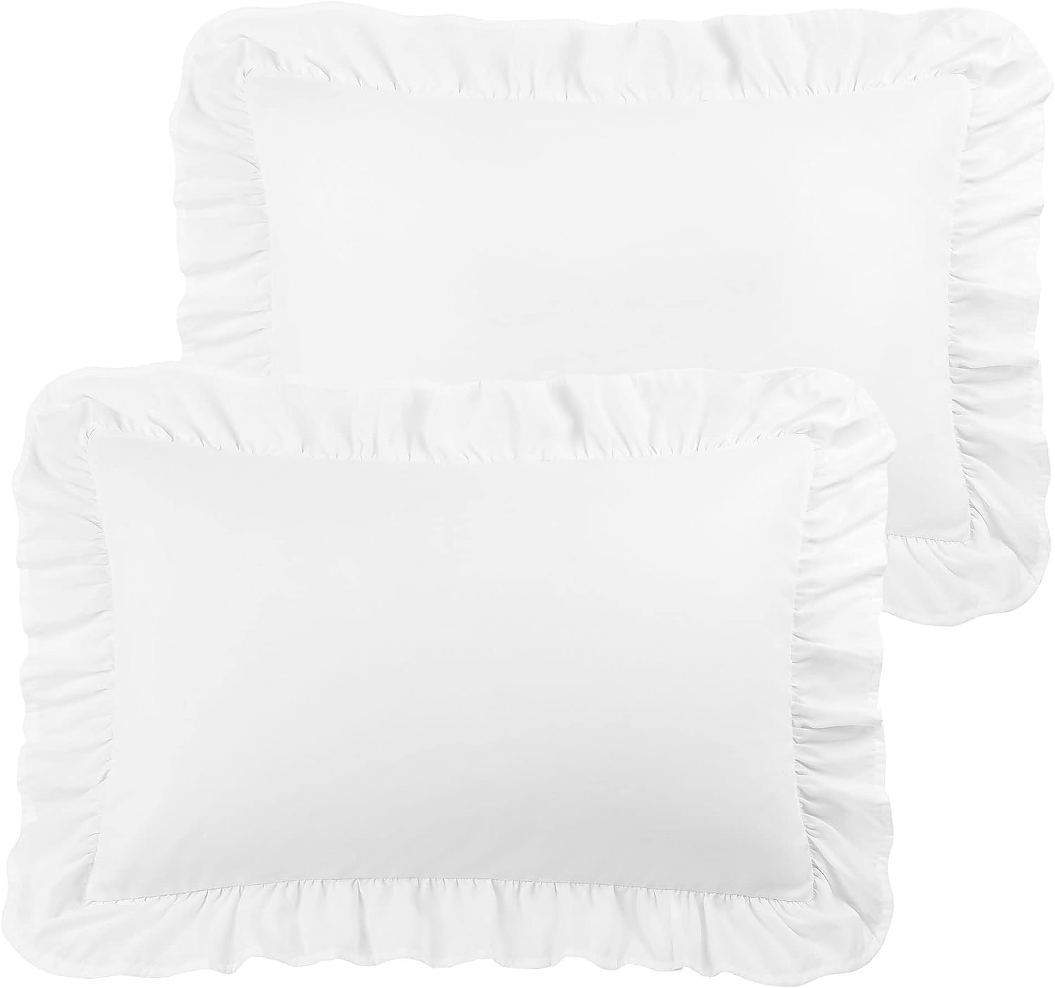Saferay Green Ruffled Pillow Shams Set of 2, Ultra Soft