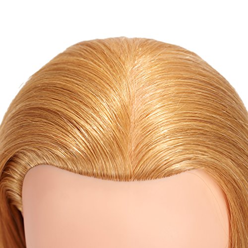20-22" 100% Human hair Mannequin head Training Head Cosmetology Manikin Head Doll Head with free Clamp Stand (Blonde)