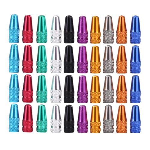 40 piezas tapas de válvula para neumáticos de bicicleta ligeras y a prueba de polvo, coloridas, de aleación de aluminio, cubiertas protectoras para válvulas francesas