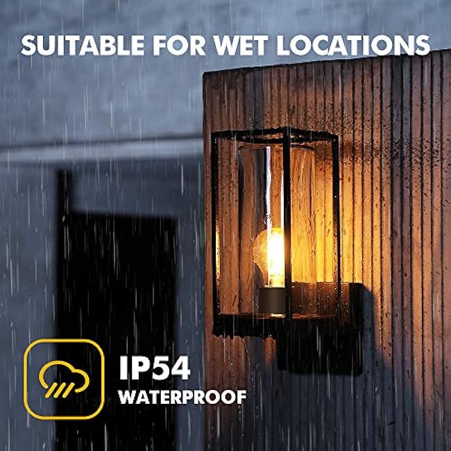 LUTEC Flair 5288801012 Outdoor LED Wall Sconce, Matte Black Porch Light Fixtures, Outdoor Coach Light with Clear Glass Shade, Exterior Light Fixtures Wall Mount