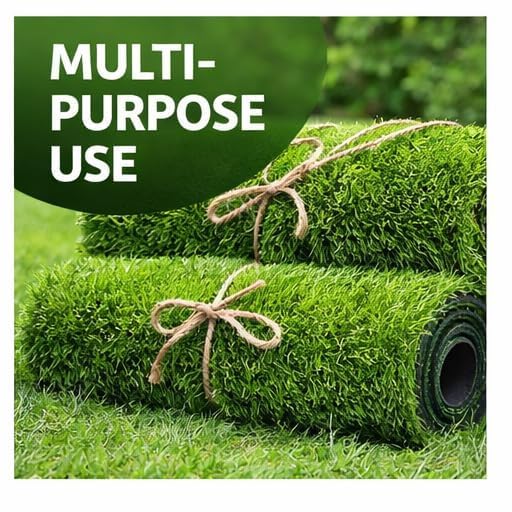Image of 25 MM High Density Artificial Grass Bathmat Carpet Mat for Balcony Multipurpose Entryway Floor Doormat for Lawn Garden Terrace & Office (37 X 57 Cm, Green Pack of 4)
