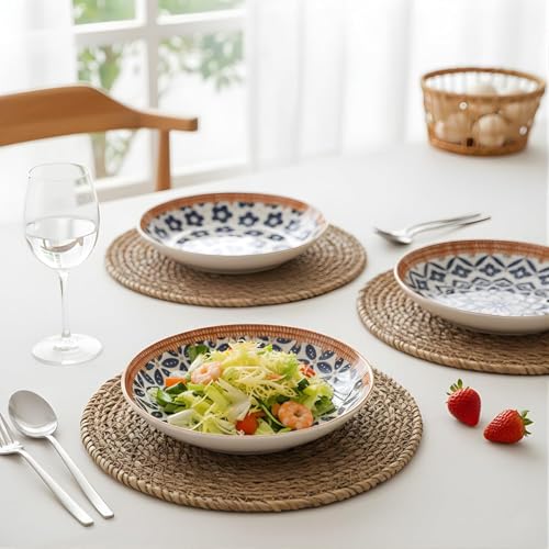 Image of Ceramic Dinner Plates Set of 2, 8 Inch Porcelain Salad Dessert Round Plates, Microwave, Oven and Dishwasher Safe, Kitchen Plates, Serving Dishes Plates (1 Plate Honeycomb 2 Bowl)