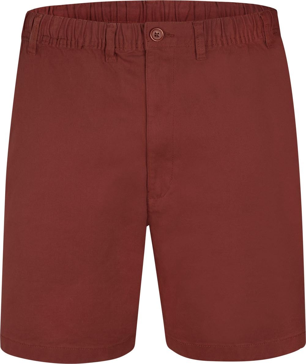Espionage Stretch Rugby Shorts Plain Summer Casual Kingsize Cotton Elasticated Waist Four Pockets Belt Loops Bottoms 2XL-8XL (ST019A) (as8, Alpha, 4X_l, Regular, Regular, Brick Red)