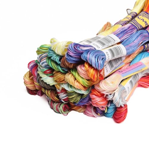 BPABDEITR Hilos de Coser Multiuso, Juego de 40 Colores Variados, Hilo de Bordar de algodón Egipcio Mercerizado gaseado, madeja de 8 Metros, Hilo de Punto de Cruz