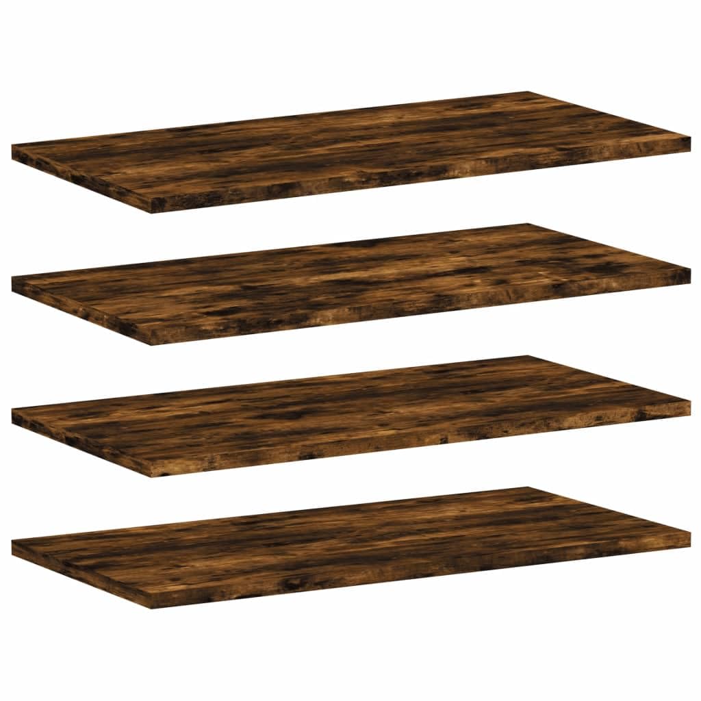 vidaXL Wall Shelves 4 pcs, Floating Shelf for Display Books CDs, Wall Mounted Shelf for Living Room, Wall Rack, Smoked Oak Engineered Wood
