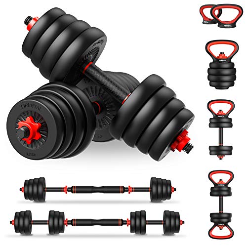 PINROYAL Adjustable Dumbbell Set 4 in 1, Weights Dumbbells Set 88lbs with Dumbbells, Kettlebells, Push Ups Set, Barbells Adjustable Weights for Man and Women