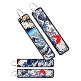 [S.fields.inc] タグキーホルダー キーリング 2個セット和柄 和風 日本土産 外国人観光客 ストラップ (ブルー)