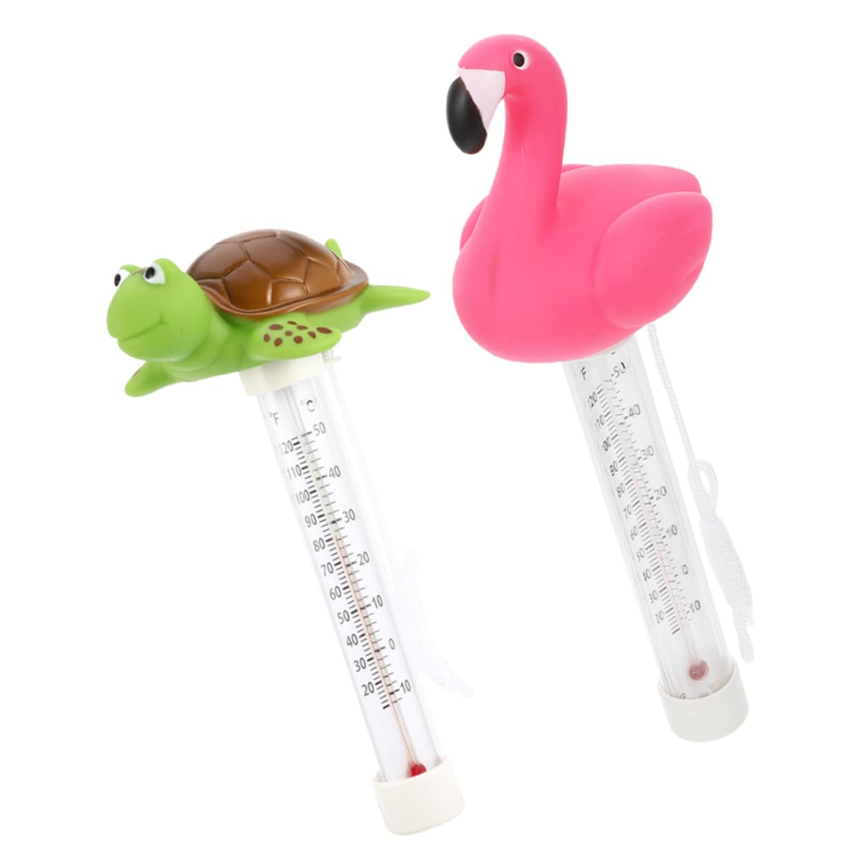 Totority 2pcs Floating Swimming Pool Temperature Thermometers with Flamingo and Turtle Design, Sturdy Floating Water Thermometers for Spa and Bath Water Temperature Measurement