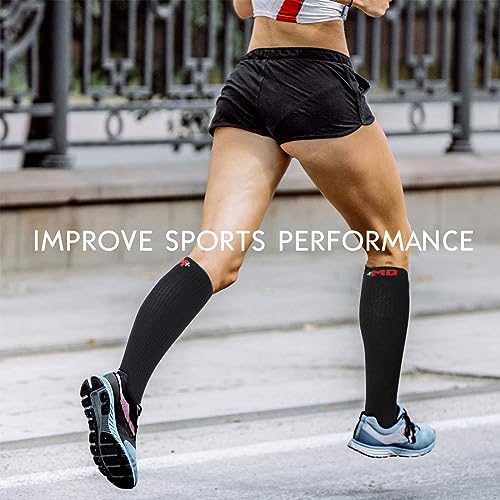 +MD Cotton Compression Socks for Women and Men 4/6 Pairs 15-20 mmHg Knee High Socks for Sports Travel Nurse Edema4