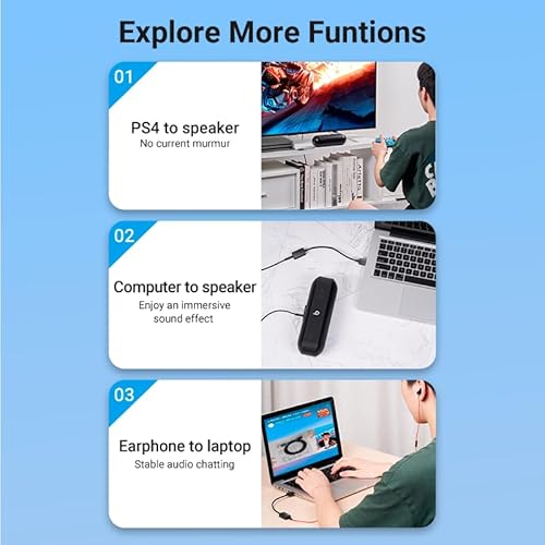 Place de Som Externa VENTION Adaptador USB Para P3 Suporte Fone e Microfone TRRS 3.5mm Adaptador USB