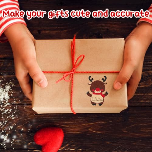 FINGOOO 120 Pcs Christmas Gift Tag Stickers, Kraft Paper Christmas Name Tags Label Stickers Self Adhesive for Xmas Holiday Present Wrap