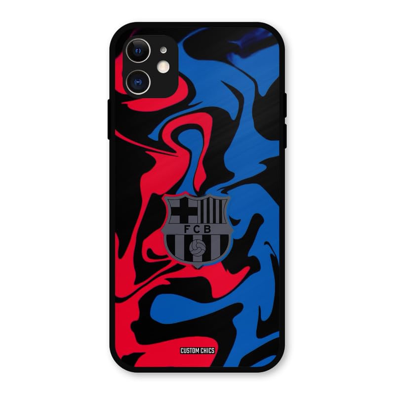 Image of PrintShield FC Barcelona Comic Back Cover for iPhone 11, Shockproof Printed Phone Case with Soft TPU Sides & Anti-Slip Grip