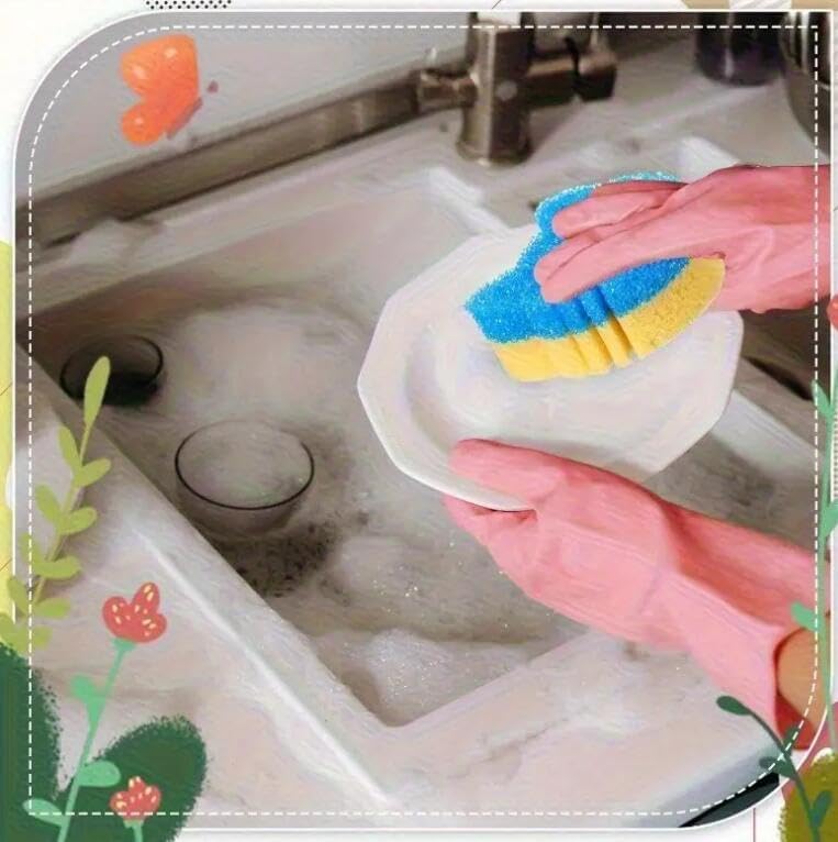 3Pcs Cats Dual Sided Scrub Sponge Multi Functional Non Scratch Dish Sponge Temperature Sensitive Non Scratch Dish Sponge