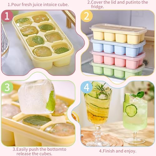 Image of Pack of 3 NEXVEU Silicon ICE Cube Tray with LID, 24 Big Cavity, Flexible, Easy Release, LFGB Certified Ice Mold Dishwasher Safe, Durable & Reusable Ice Maker Mold for All Types of Drinks & Water