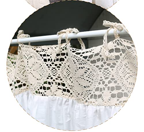Cortina de cocina con encaje romántico de algodón, diseño de 120cm de ancho 5