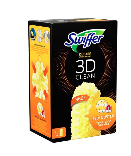Swiffer Duster Plumero Limpieza 3D Limpio Recargas, 30 Unidades (6 x 5), Fibras de 360° para capturar y retener el Polvo, Mejor Que los plumeros estándar, Mango se Vende por Separado