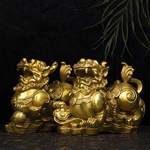 BRABUD Figura Decorativa Feng Shui Pi Xiu de Latón Hecha a Mano Set 2 miniatura 5