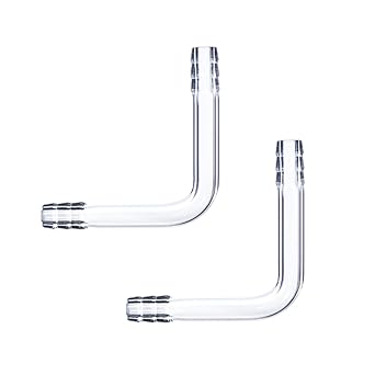 2Pcs Glass L Connector Tube,10mm Hose Connection,Lab Adapter