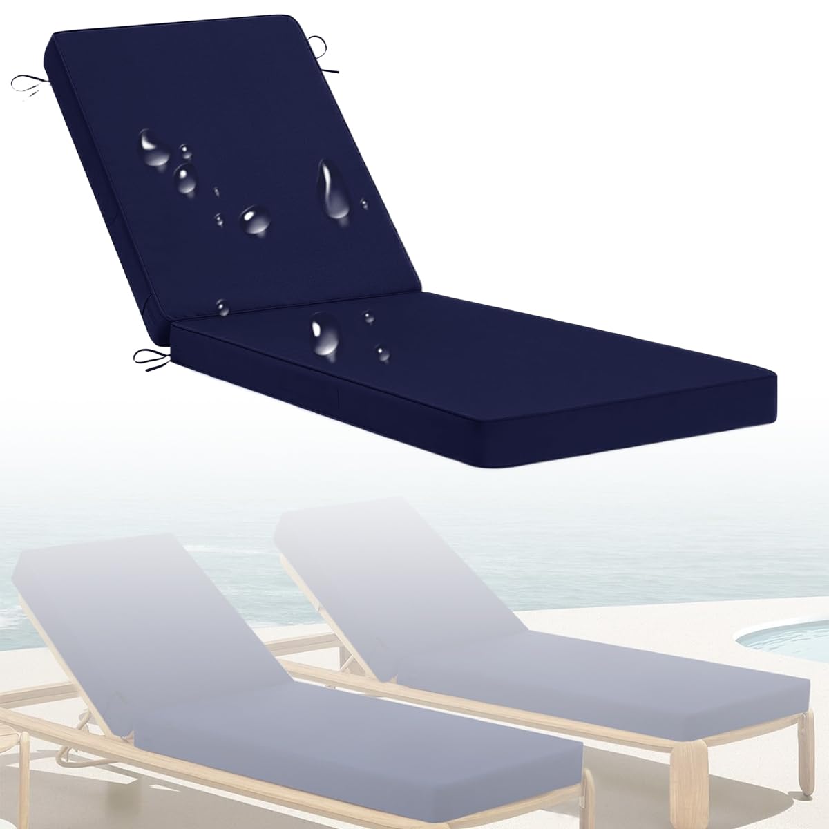 HighBack podkładka na stół na zewnątrz, 183 x 53 x 10 cm, krzesło do gotowania na parze, do ogrodu, patio i balkonu, poduszka relaksacyjna