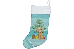 Caroline's Treasures Golden Retriever Gold Embroidered Christmas Stocking
