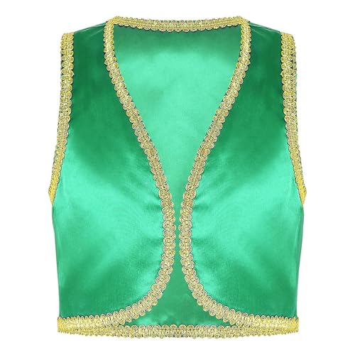 Boys Arabian Prince Tops Waistcoat Vest Kids Fairy Tale Dramas Stage Performance Fancy Dress Ups Green 8 Years3