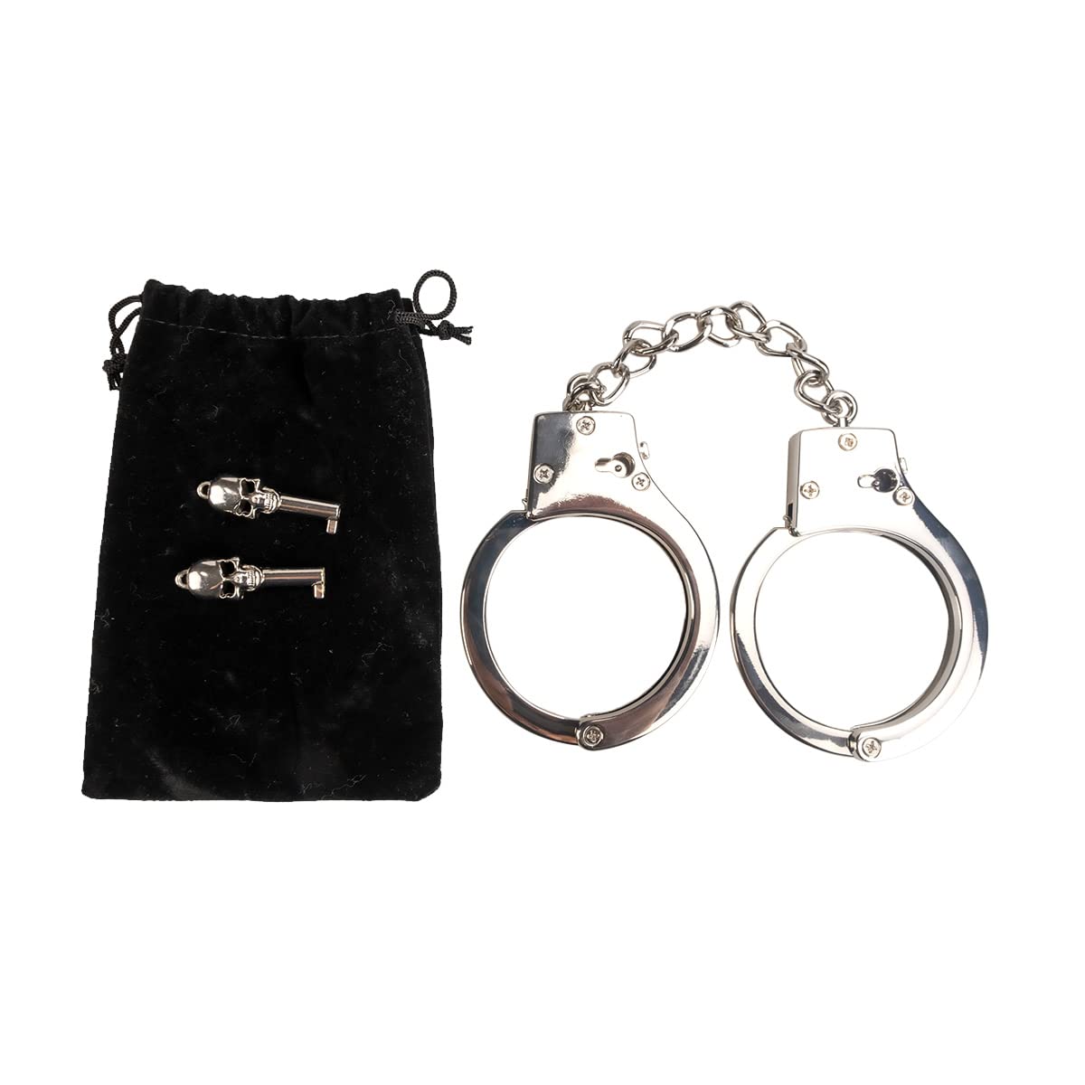 HISET Metal Handcuffs with Two Skull Keys - Prop Toy Handcuffs (Silver)