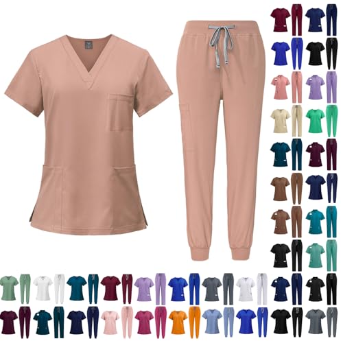Yunshenla Ensemble Femme 2 Pcs Blouse Medicale et Pantalonde Travail Femme Taille Elastique - Tenue...