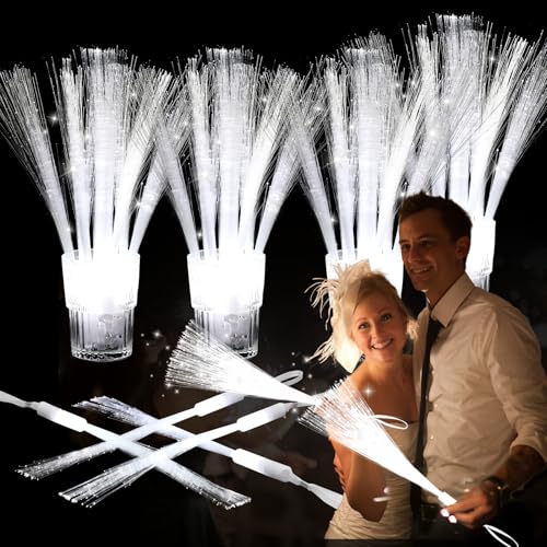 Redants 100Pcs White LED Fiber Optic Wands 14in Glow Light Sticks