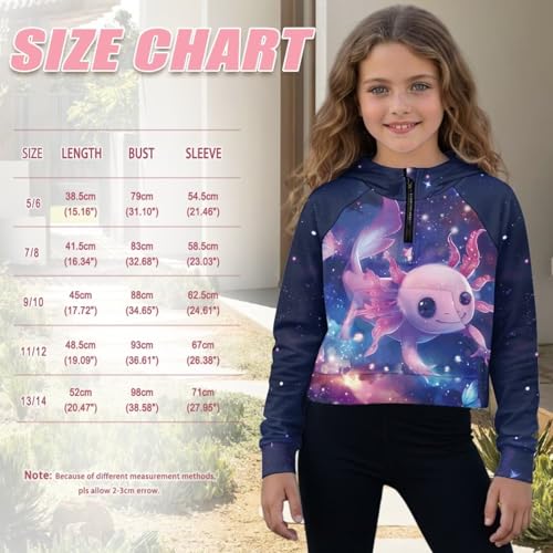 Sweat à capuche axolotl galaxie fille 5-14 ans pull hiver manches longues - 7