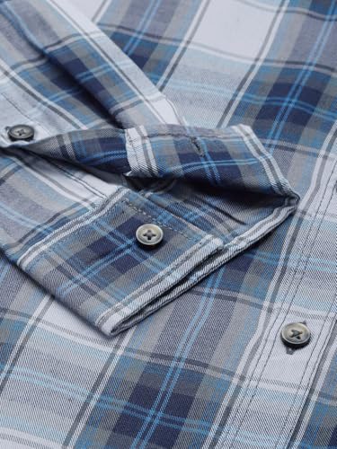 Image of The Indian Garage Co Men Regular Fit Checkered Full Sleeves Cutaway Collar Casual Shirt