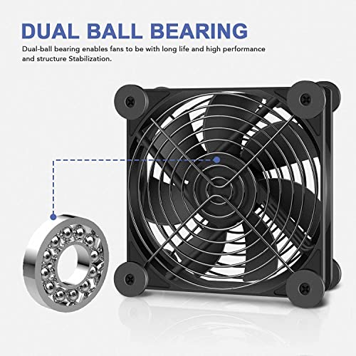 Image of iPower Quiet Cooling Fan 92mm USB Case Fan with Speed Controller for Receiver DVR /PlayStation /Xbox /Computer Cabinet Cooling, 2 Pack