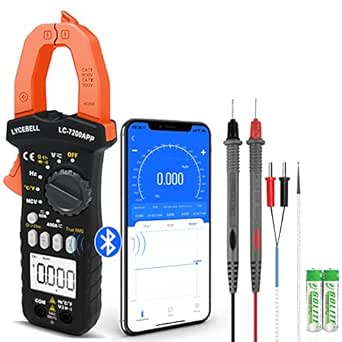 6000 Counts Clamp Meter &amp; Bluetooth, Digital AC DC Voltage Current Amp Ohm Meter TRMS NCV Detector, Clamp Multimeter for Resistance Diode Continuity Temperature Car Electrical Tester 7200-APP