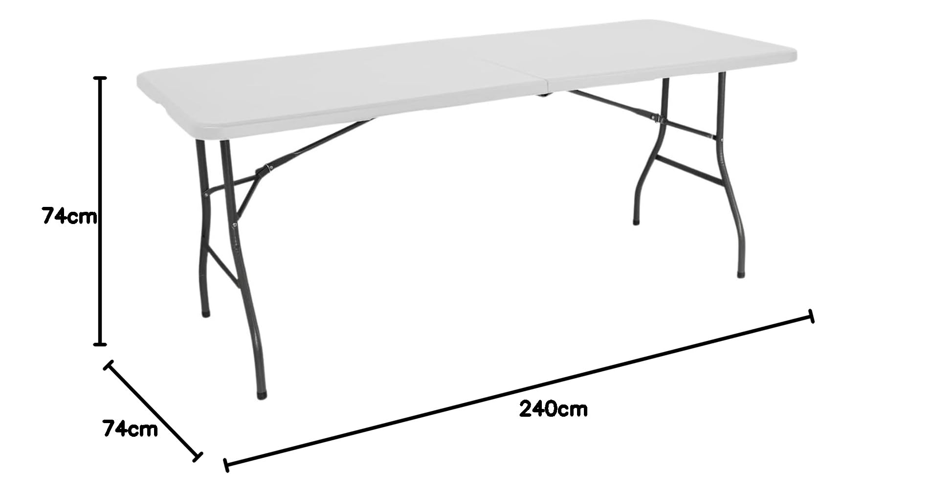 THINIA HOME Mesa Catering Plegable Portátil Blanca 240 cm Multiusos: Camping, Eventos Exteriores o Interiores | Resina y Patas de Acero | 6-8 Personas