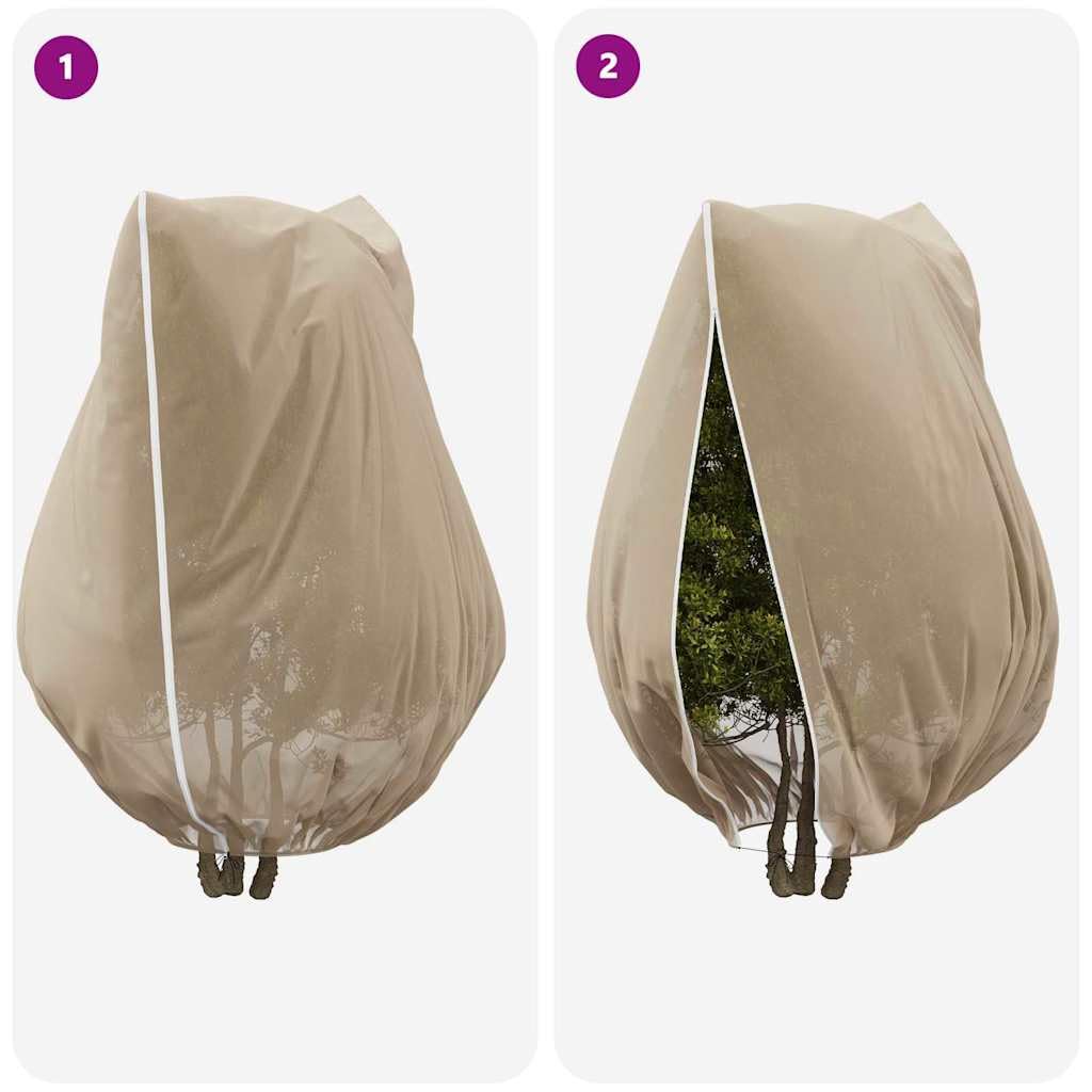 Winterschutz für Pflanzen Beige Vliesstoff 2,4 x 2 m mit Reißverschluss Kordelzugverschluss Wiederverwendbar für Garten Terrasse Außenbereich Schutz Pflanzenpflege Zubehör