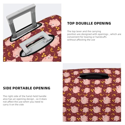 Cute Pig With Coins For Travel Luggage Cover Suitcase Protector Fits 18-32 Inch Travel Luggage Protector Elastic Luggage Anti-Scratch Suitcase Cover3