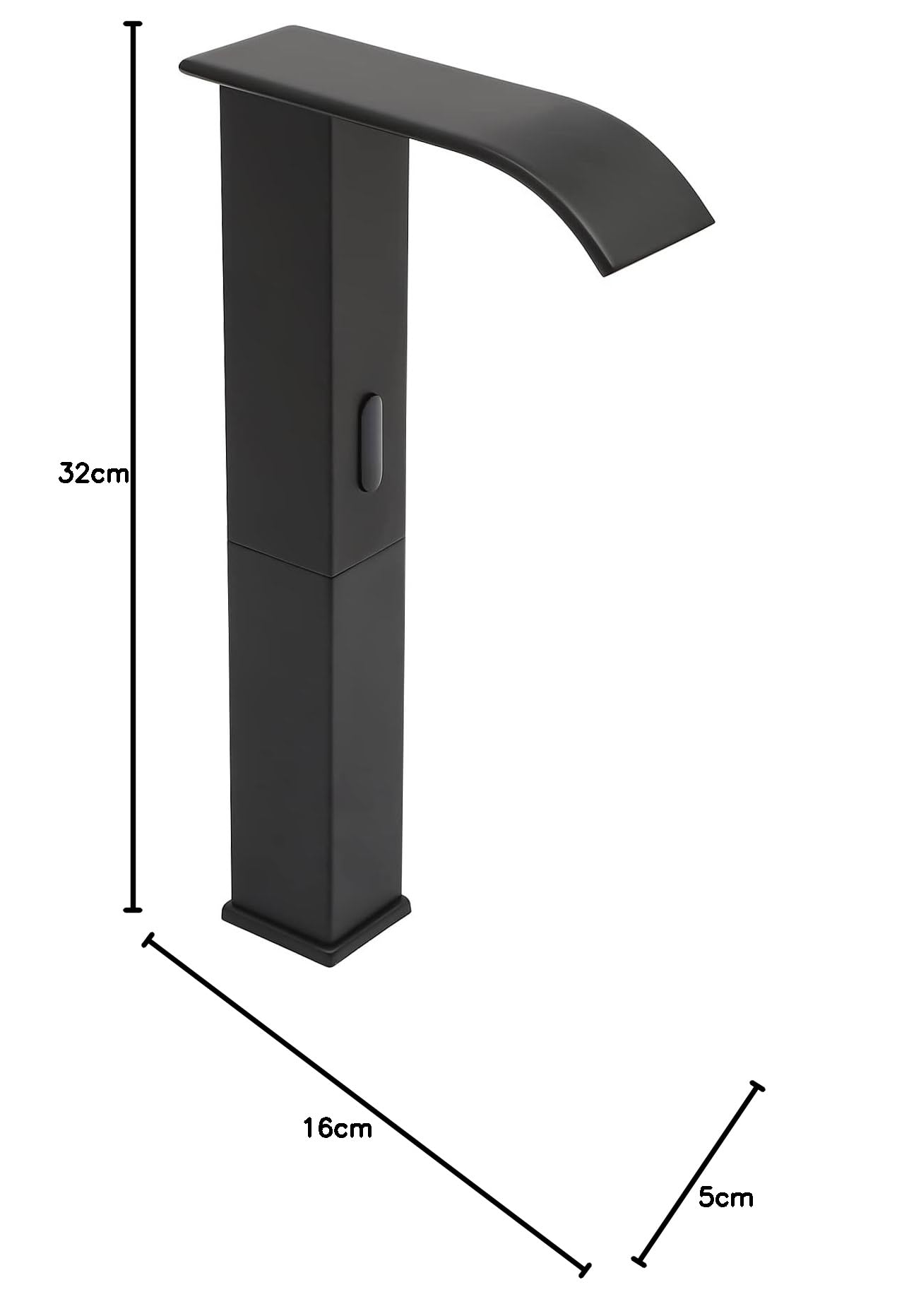Rubinetto per lavabo con sensore a infrarossi,Rubinetto automatico senza contatto,Rubinetto da bagno con tubi lunghi da 27,5", miscelatore monocomando da bagno, rubinetto da cucina rotondo nero